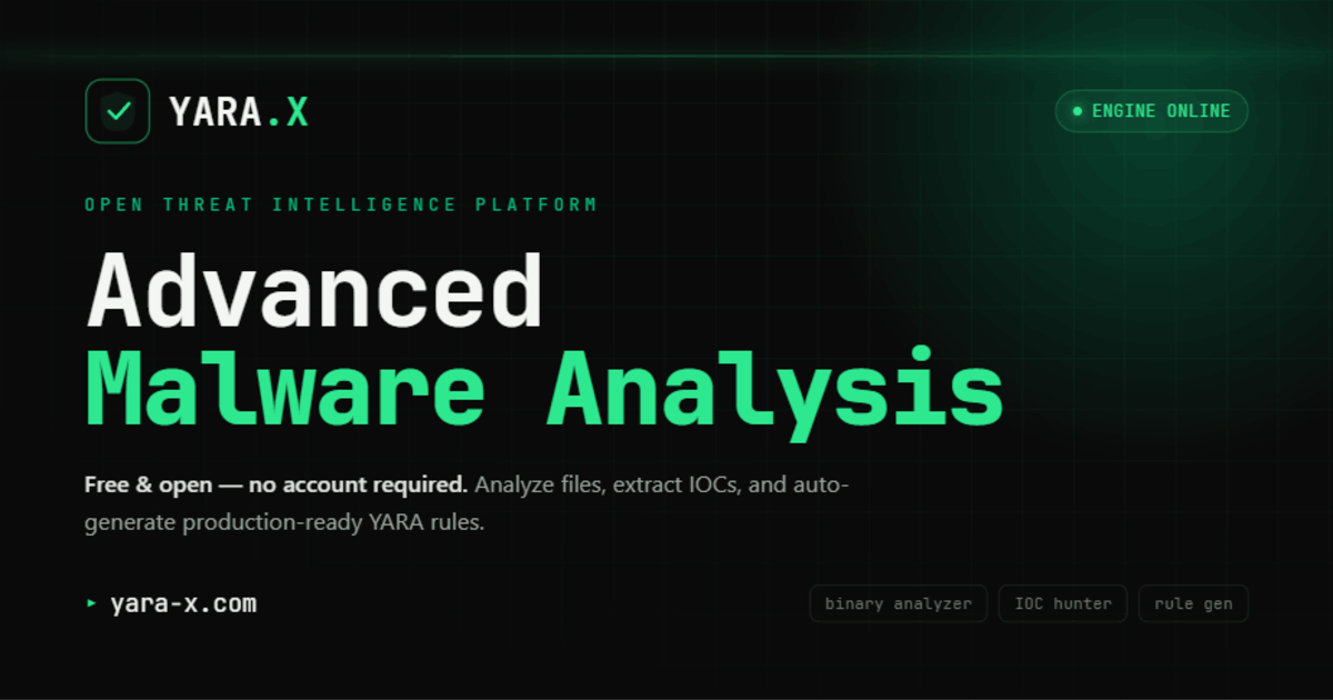 YARA.X — Free Malware Analysis & Cybersecurity Platform